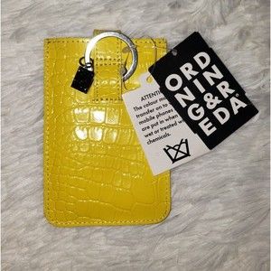 NWT Ordning & Reda Yellow Wallet Cash Card Holder Key Chain Snap Button Closure